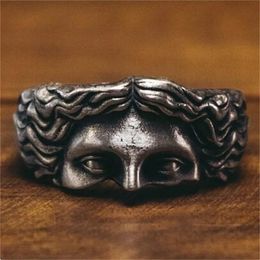 New Vintage Brass Religious Belief Jesus Head Ring for Men Women 2024 Retro Pure Copper Finger Rings Bands Fashion Jewellery Gift