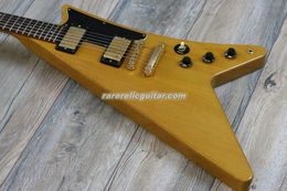 In Stock Moderne Korina 1958 Heritage Series 1982 Natural Vintage Electric Guitar Boat paddle Gumby style headstock, Dot Inlay, Tuilp Tuners, Gold Hardware