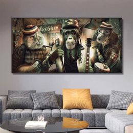 Modern Abstract Smoke Glasses Music Hip Hop Monkey Posters and Prints Canvas Painting Print Wall Art for Living Room Home Decor Cu330t