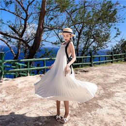 Casual Dresses Dress 2024 Summer Ladies Holiday Sling White Simple Fashion Fleated Skirt Formal Occasion