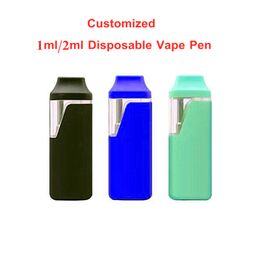 Customized 1ml 2ml Disposable Vape Pen Rechargeable Electronic Vape Starter Kits OEM Logo Device 280mah Battery for Thick Oil Vaporizer Ceramic Coils Empty