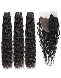 Brazilian Nature Wave Human Hair Weaves 3 Bundles with 13x4 Lace Frontal Ear to Ear Full Head Natural Colour Human Hair Extensions2109435