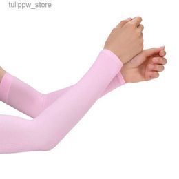 Protective Sleeves Sunscreen Arm Sleeves Covers Women Men Ice Silk UV Protection Hand Cuff Sleeve Summer Outdoor Sports Cycling Supplies Solid Colour L240312