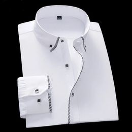 White Shirt for Men Long Sleeves Business Casual Solid Colour Camisas Male Dress Shirts Mens Slim Fit Underwear 5XL 6XL 7XL 8XL 240312