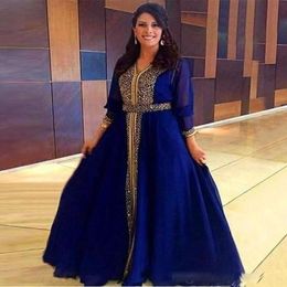 2019 Gold Beaded Dubai Kaftan Evening Dresses With Long Sleeves Chiffon A Line Dress Mother of the Bride Party Gowns3413966