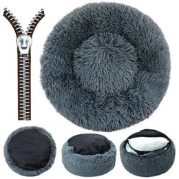 Round Removable Cover Dog Sofa Bed Dog Kennel with Zipper Washable Pet Bed Cat Mats Warm Sleeping Sofa for Large and Small Dog 211293E