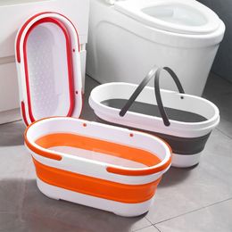 14L Foldable Mop Bucket Collapsible Portable Wash Basin Dishpan With Handle Fishing Pail Tools Large-capacity Barrel Effective 240307