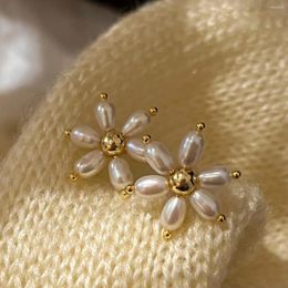 Stud Earrings LONDANY Small Cute And Playful Sweet Freshwater Pearl Flower For Women