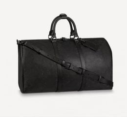 Duffel Bags Classic 50cm Travel luggage Genuine leather High quality totes shoulder Bags mens womens handbags 10A duffel bags Shadow Embossed Grey letters 46117