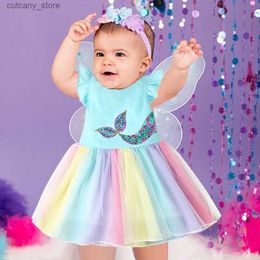 Girl's Dresses Mermaid tail Tutu Dress Birthday Outfit Dresses Toddler Birthday Dress Mermaid inspired Girl Costume princess rainbow dress L240311