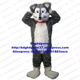 Mascot Costumes Long Fur Furry Grey Wolf Husky Dog Fursuit Mascot Costume Adult Cartoon Character Trade Exhibition Business Anniversary Zx662