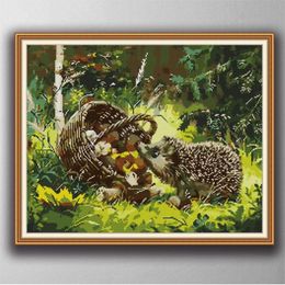 Little hedgehog Handmade Cross Stitch Craft Tools Embroidery Needlework sets counted print on canvas DMC 14CT 11CT287w