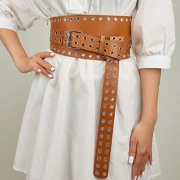 Belts Double Grommet Hole PU Leather Waistbands Korean Style Overcoat Decor Dress Decoration Waistband All-match