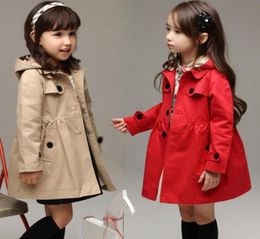 2021 New Childrens Clothing Girl Autumn Princess Coat Solid Colour Mediumlong Single Breasted Trench Baby Outerwear5751923