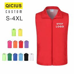 Summer Sleeveless Thin Breathable Vest Activity Volunteer Custom Printing Brand Text Universal Men And Women 4xl 240229