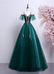 100real dark green embroidery ball gown Mediaeval Renaissance Sissi princess dress Victorian Marie Belle Ball Mediaeval dress5362537