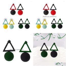 Other Stud Earrings Simple Geometric Triangles Round Personality Asymmetric Earings Drop Delivery Jewellery Findings Components Dhvuw