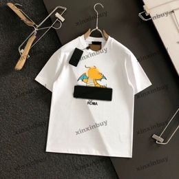 xinxinbuy Men designer Tee t shirt 2024 roma dinosaur letter printing short sleeve cotton women Grey black white red S-XL