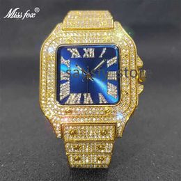 Custom Fully Ice out Mens Watch Iced VVS Stainless Steel Square Diamond Gold