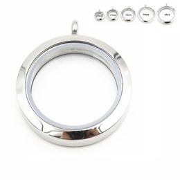 10Pcs lot Mix Size Round Silver Plain Screw Floating Locket 316L Stainless Steel Floating Charms Memory Glass Locket Pendant285k