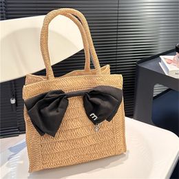 Woman Straw Bow miuimiui Beach Bags designer tote bag luxury handbag lady purse crochet beach bags small travel totes Diamonds