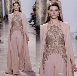 Elie Saab 2019 Jumpsuits Prom Dresses With Cape Beaded Sequins Long Sleeve Formal Occasion Evening Dress4439213