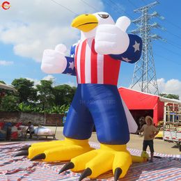 Outdoor Activities Free Shipping 8mH White Head USA Eagle Replica Inflatable Hawk Bird Model for Outdoor Advertising