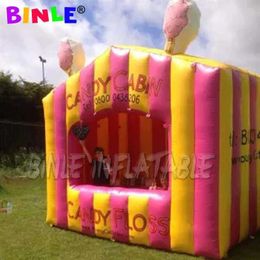 4x4m(13x13ft) wholesale Beautiful inflatable candy floss booth house inflatable pop corn tent Fun carnival fair inflatable cotton candy sell booth cabin