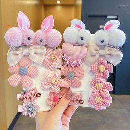 Hair Accessories 8-9pcs/set Lovely Cartoon Hairpin Korea Children Girls Baby Princess Rabbit Flower Headwear Clip