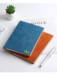 Custom Initials Letters A5/A6 Notebook Horizontal Line And Thick Notepad Business Diary Record Book Soft PU Leather Notebook 240307
