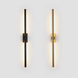 Modern simple linear tube LED wall lamp up down background opposite wall light LED bedside foyer corridor black gold LED sconce 21229v