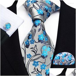 Bow Ties Tie Mens Business Banquet Formal Dress Wedding Pattern Green Hand Polyester Jacquard Fabric Wholesale Drop Delivery Otu91