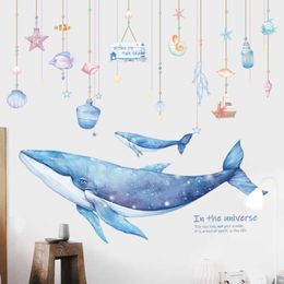 Cartoon Coral Whale Wall Sticker for Kids rooms Nursery Wall Decor Vinyl Tile stickers Waterproof Home Decor Wall Decals Murals 21228E