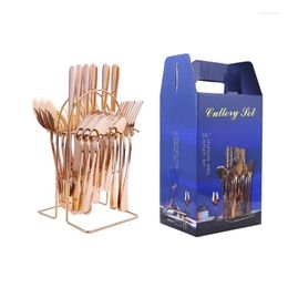 Dinnerware Sets 24Pcs Exquisite With Cutlery Rack Knife Fork Spoon Tableware Business Gift Box For Home Party Luxury Flatware Drop De Othnd