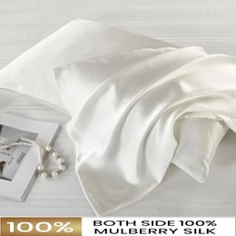 100%Silk Pillowcase Hair Skin 19 Momme 100% Pure Natural Mulberry Silk Pillowcase Standard Size Pillow Cases Cover Hidd 240306