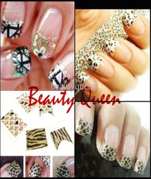 Mixed Korea Fashion Design 3D Nail Art French Decals Sticker Glitter Nail Decal Tips Leopard Flower Lace Tie Decoration1999164