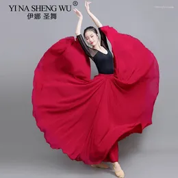 Stage Wear Chiffon Skirt Ballet Belly Dance Women Gypsy Practise Solid Purple Chinese Folk 720 Degree Classical Long