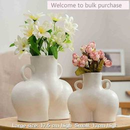 Human Body Butt Ceramic Vase Nordic Ins Wind Home Decoration Crafts Ornaments Simulation Body Art Dried Flower Vase Whole 2104224U