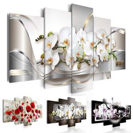 Modern Prints Orchid Flowers Oil Painting on Canvas Art Flowers Wall Pictures for Living Room and Bedroom No Frame247C