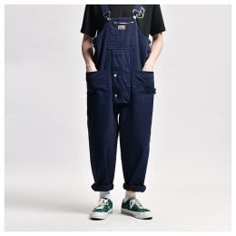 Men Pants Suspenders Mens Overalls Japanese Work Clothes Suspenders Multi Pocket Jumpers Loose Casual Work Pants Cargo Pants