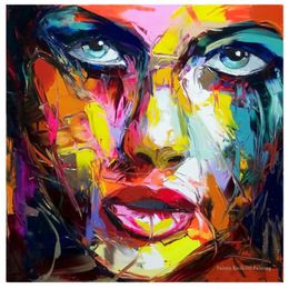 Francoise Nielly Palette LNIFE portrait Face Oil painting Hand painted Character figure canvas wall Art picture for living room LJ275S