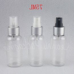 75ML Transparent Plastic Bottle With Silver Spray Pump , Water / Toner Packaging Bottle , Empty Cosmetic Container ( 50 PC/Lot ) Bwgkm