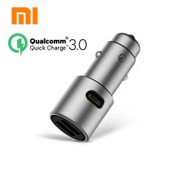 Control Newest Xiaomi QC3.0 fast car charger Metal dual USB quick car charger 5V/3A or 9V/2A or 12V/1.5A drop shipping