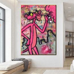 Paintings Graffiti Pink Panther Canvas Painting Colourful Posters And Prints Street Wall Art Pictures For Living Room Bedroom Home268T