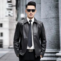 Men's Suits Plus Size Winter Top Layer Cowhide Genuine Leather Jacket Clothes Fashion Male Lapel Coats Motorcycle Overcoat