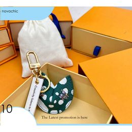 Keychains Lanyards With Box Fortune Cookie Bag Hanging Keychain Car Flower Charm PU Leather Key Chain 734