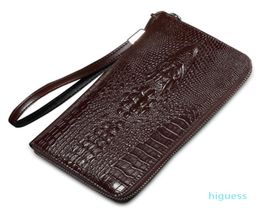Designer Men Design Business Vintage Long Wallet Genuine Cow Leather Crocodile Pattern Style Male Purse Casual Clutch Hand Bags8106257
