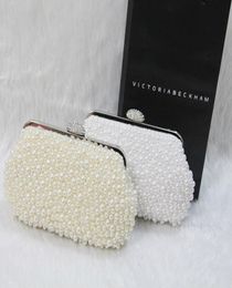 Pearl Bridal Hand Bags Beige White Sparkling Party Prom Formal Events Hand Bag Cheap In Stock 2015 Wedding Accessories7748638