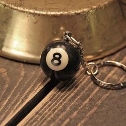 Keychains Lanyards 25mm Black No 8 Billiard Keychain Mini Ball Pendant Key Ring Resin Keyring Bar Table Decoration Jewellery Game Souvenir Gift ldd240312