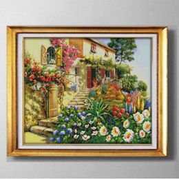 Garden Villa beauty cabin DIY handmade Cross Stitch Needlework Sets Embroidery paintings counted printed on canvas DMC 14CT 11C1985